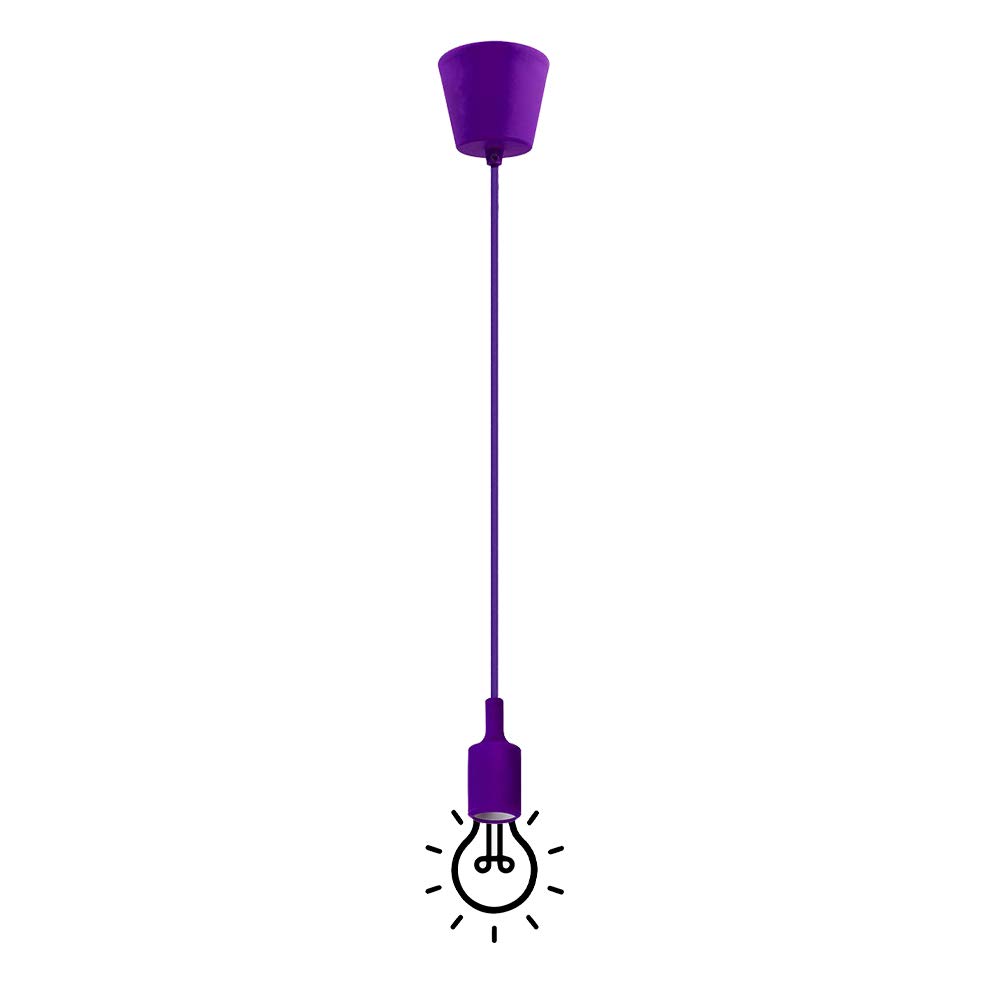 HJXDtech Mini Pendant Light Colorful Silicone Lamp Holder with 100cm Fabric Cord E27 Simple Hanging Lamp Kits (Purple)