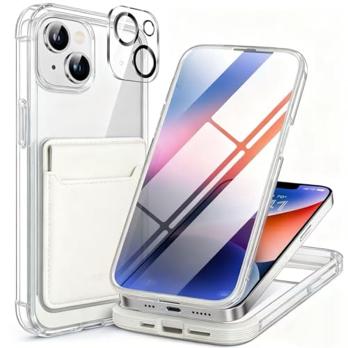 Image of Miracase Glass Series Designed for iPhone 14 Plus Flip Case 6.7 inch, 2023 Upgrade Full-Body Clear Flip Case with Card Holder,White