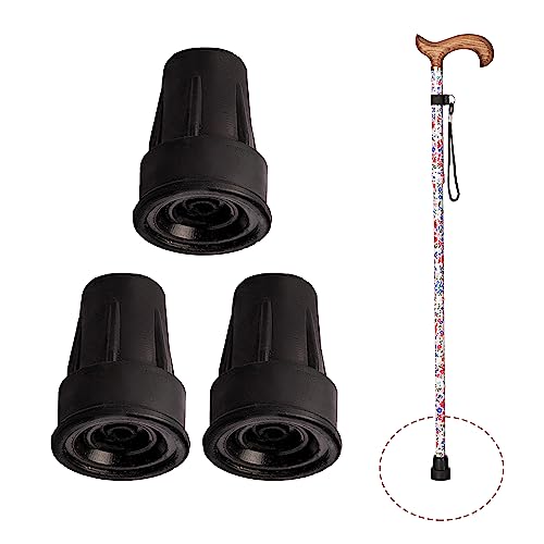 SB - 3 und de Tacos Muletas 17 mm 18 mm y 19mm, conteras Negras, conteras Goma Antideslizantes, conteras bastón reforzadas con Anillo metálico, Tacos de Goma para muletas y Bastones. (807-3)
