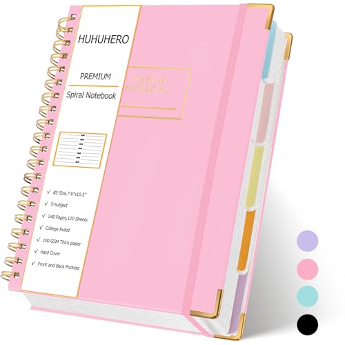 Carnet ligné B5 à spirale avec intercalaires de couleur pour le travail