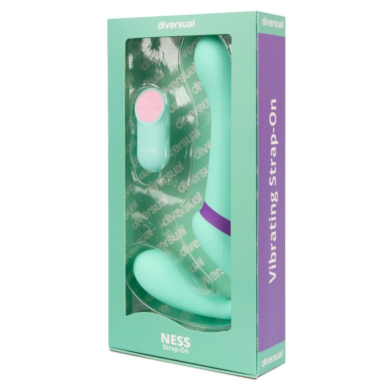 Ness, Arnés Sexual Vibrador, Recargable USB, 7 modos de vibración, Silicona y ABS (Aqua)
