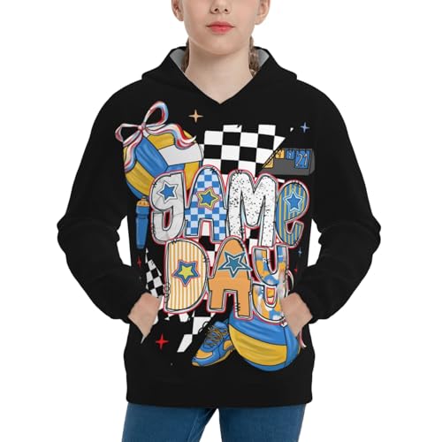 Softball Bow Game Day Hoodie Youth Hooded Sweatshirt 3D Digital Printed With Pockets Tops