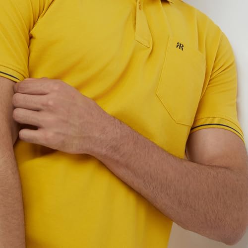 Image of Raymond Men's Modern Fit Solid Pattern Pure Cotton Half Sleeve Polo Neck Casual T-Shirt