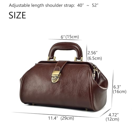 Genuine leather women's bag retro doctor's bag handmade foreskin layer cowhide Shoulder bag buckle type women's bag2