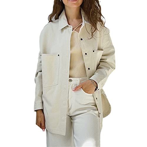 Veste en jean surdimensionnée blanche au style rétro authentique avec manches longues