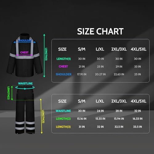 Image of TCCFCCT Class 3 Reflective Rain Suits for Men - Waterproof Lightweight Pants With Hood, High Visibility Gear for Safety Work & Outdoors, Durable, 2XL-3XL Black P