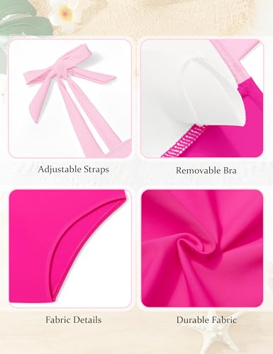 KANGKANG Girls Swimsuit Solid Color Block Adjustable Straps Teen Girl Bikini Set Kids Bathing Suits for Girls Size 7-164