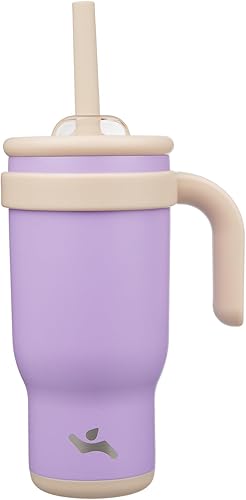 Miniatura 42 de Vaso de 14 onzas con asa lateral, botella de agua aislada con popote y tapa 2 en 1, taza de acero inoxidable, taza de café de viaje, para deportes,