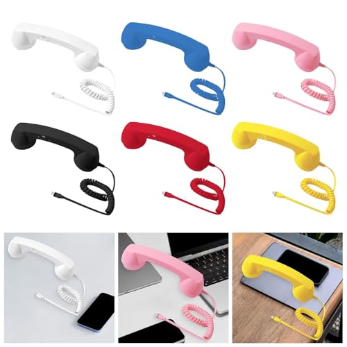 Image of Retro Phone Handset Phone Receiver for Mobile Phone Meetings All Smartphones White Consumer Electronics| Home Telephones & Accessories| Corded Telephones