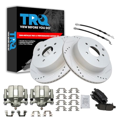 Image of TRQ Performance Rear Brake Pad and Rotor Set Semi Metallic Coated Rotors | For 2003-2007 Nissan Murano