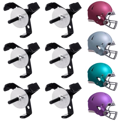 Fiwochic 6 Pcs Hidden Football Helmet Wall Mount Display Heavy Duty Metal Hanger Holder for Full and Mini Helmets Floating Helmet Shelf Case Stand for Football Accessory