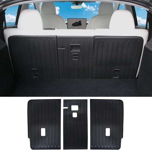 TOPABYTE Coprisedili posteriori per Tesla Model Y Juniper 2025 (5 posti), accessori di seconda fila in TPE per tutte le intemperie, baule, 3 pezzi