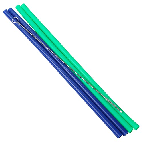 Chef Craft Eco Straws with Brush, 5mm Diameter 4 Piece Set, Green/Blue