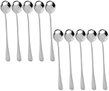 Latte Löffel, 10 Löffel mit langem Griff, Kaffeelöffel aus Edelstahl Teelöffel Ideal für Latte Kaffee, Espresso, heiße Schokolade, heiße Getränke, Dessert und Eisbecher - 7,5 Zoll