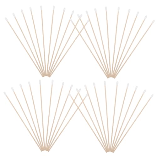 Baluue 100pcs Cotton Swabs Long Wooden Stick Reusable Ear Swabs Makeup Removal Cotton Buds Sanitary Tip