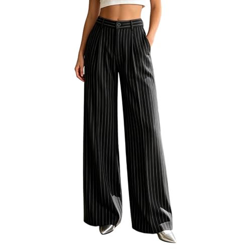 Pantalon de costume femme taille haute et jambe large pour le bureau
