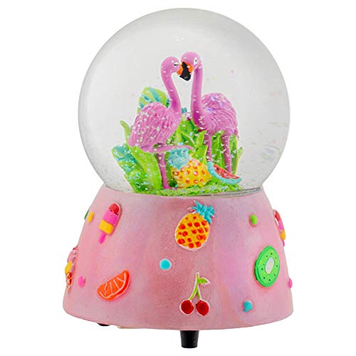 Musical 80Mm Snow Globe (Pink Summer Flamingo) #TOP28