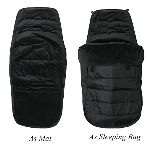Image of Winter Warm Thick Fleece Baby Stroller Sleeping Bag Detachable Universal Waterproof Toddlers Bunting Bag Double Zipper Closure Windshield Footmuff Newborn Infants Swaddle Pram Wrap, Black, BUNBAG09