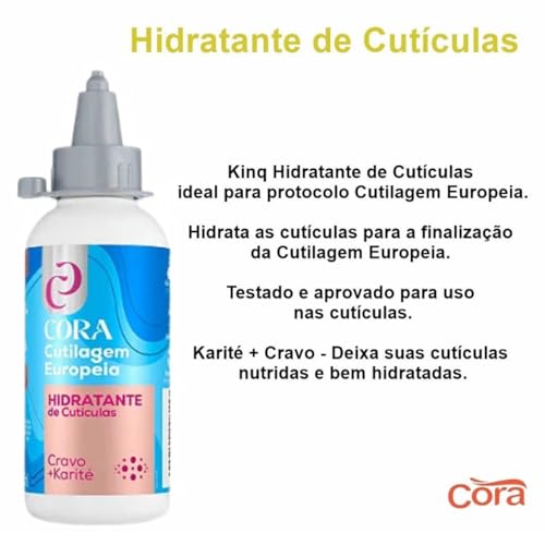 Kit Cora Para Cutilagem Europeia KinQ Removedor Expresso Mais KinQ Esfoliante e KinQ Creme Hidratant
