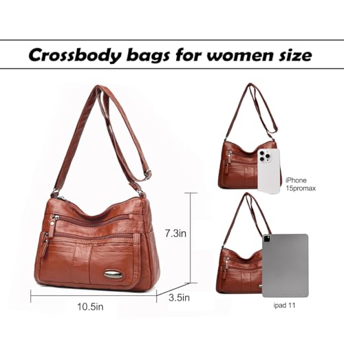 Crossbody Bags for Women,PU Shoulder Bag Roomy Multiple Pockets Bag Ladies Purse Fashion Tote Top Handle Satchel2