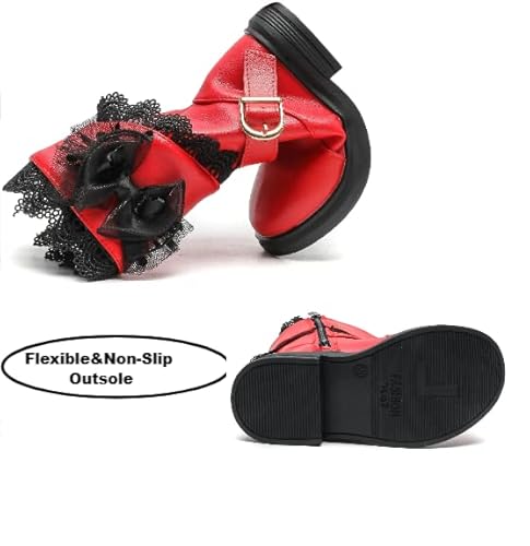 Kkdom Girl's Fashion Non Slip Side Zipper Boots Fur Lined Tall Waterproof Winter Boots With Cute Bowknot #TOP5