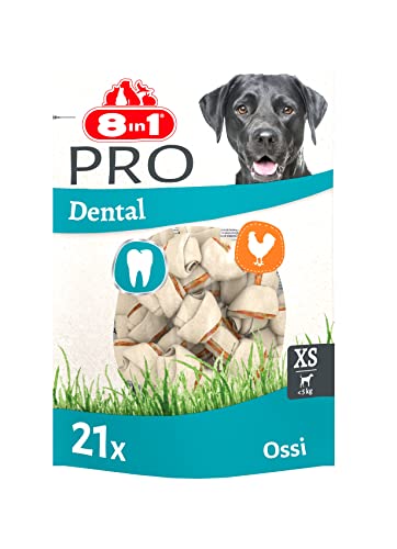 8in1 Pro Dental Bones XS - Ossi da Masticare Sani per Cani di Piccola Taglia per la Cura dei Denti, 21 Pezzi