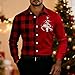 Men's Christmas Plaid Shirts Holiday Long Sleeve Button Down Shirts Casual Xmas Lapel Shirt Fashion Vacation Jacket
