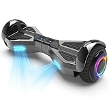 SUNDERWELL Electric Hover Board, Hoverboard with LED Flashing Wheel Lights and Science Fiction Design Aesthetics, 6.5' All Terrain Hoverboard Equip Wireless Bluetooth Speaker, Dual 200W Motors, Supports Up to 165 lbs (Chrome Black)