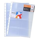 Polipropileno liso Exacompta - Ref. 86211E - Paquete de 10 bolsillos de recambio para tarjeteros con anillas extraíbles 21x29,5 cm ref 75251E (16 tarjetas de visita por página - para tarjetas de visita 90x60 mm) cristal