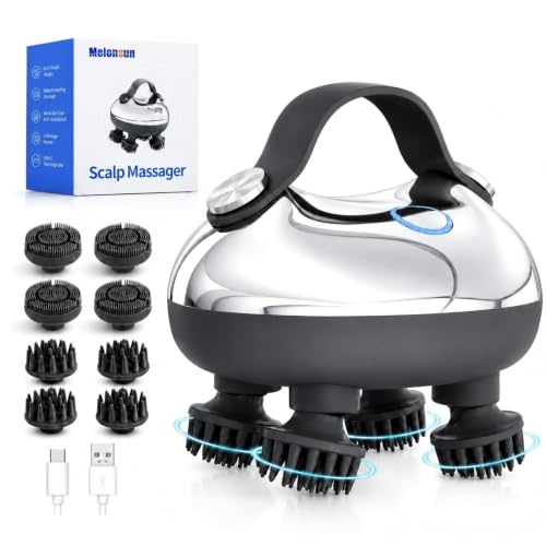 Melonsun Electric Scalp Massager, 2 Claw Sets, IPX7 Waterproof, Silver