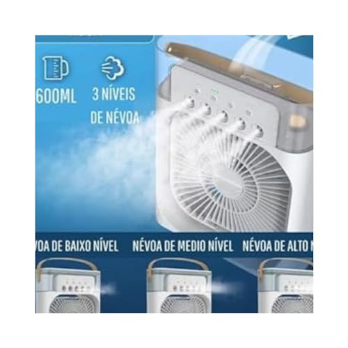 Refrigerador De Ar Ventilador Umidificador Portátil Com Led Reservatório De Água Led Usb