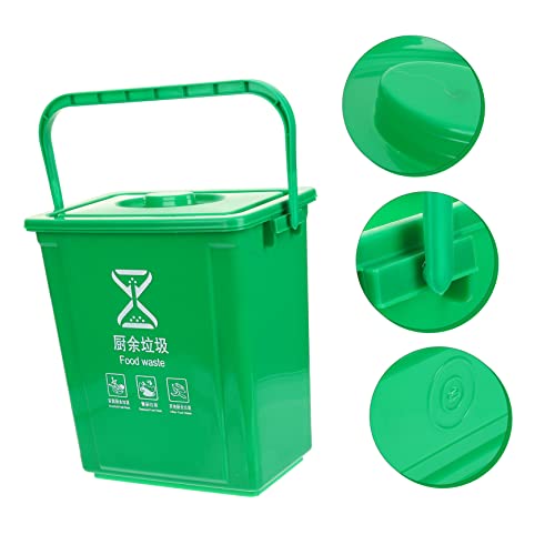 Caneca de basura de plástico rectangular 10 L verde miniatura 2