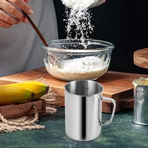 2 Verres Doseurs 1000ml en Acier Inoxydable Gobelets Gradués