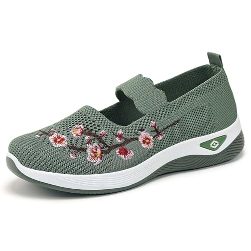 Chaussures brodées WWricotta à bout fermé et respirantes pour femme