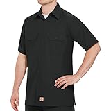 Red Kap Men's Industrial Work Shirt, Short Sleeve, Black, Large