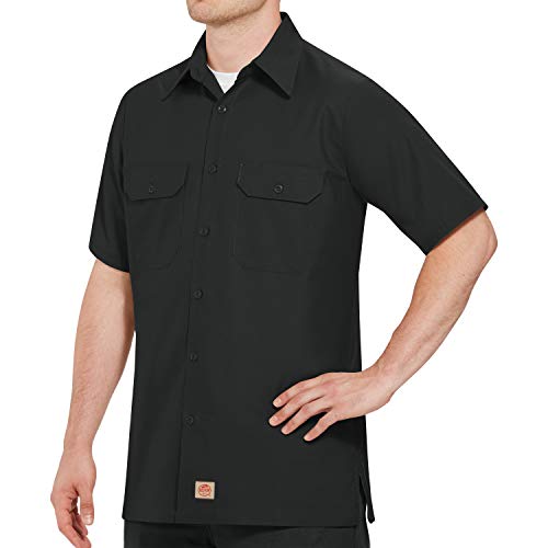 Red Kap Men's Industrial Work Shirt, Short Sleeve, Black, Large