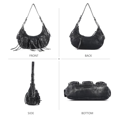 Image of Angel Kiss Hobo Bags Purse for Women Y2K Shoulder Bag Multi Pockets Designer Satchel Studded Handbags with Strap