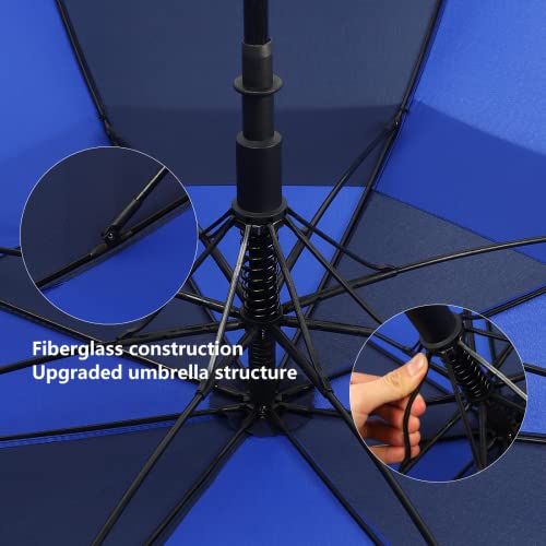 Llanxiry Umbrella Large Golf Umbrellas For Rain Windproof 54/62/68 Inch Automatic Open Double Canopy Oversized Vented Stick Umbrellas For Men And Women (Royal Blue/Navy/68In) #TOP1