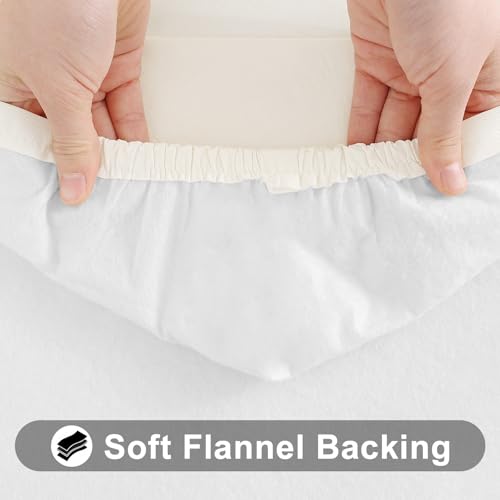 Smiry Rectangle Tablecloth, Elastic Fitted Flannel Backed Vinyl Tablecloths for 4ft Folding Tables, Waterproof Wipeable Table Covers for Indoor, Outdoor, Picnic and Camping (Beige, 30"x48") by Smiry - Image 4