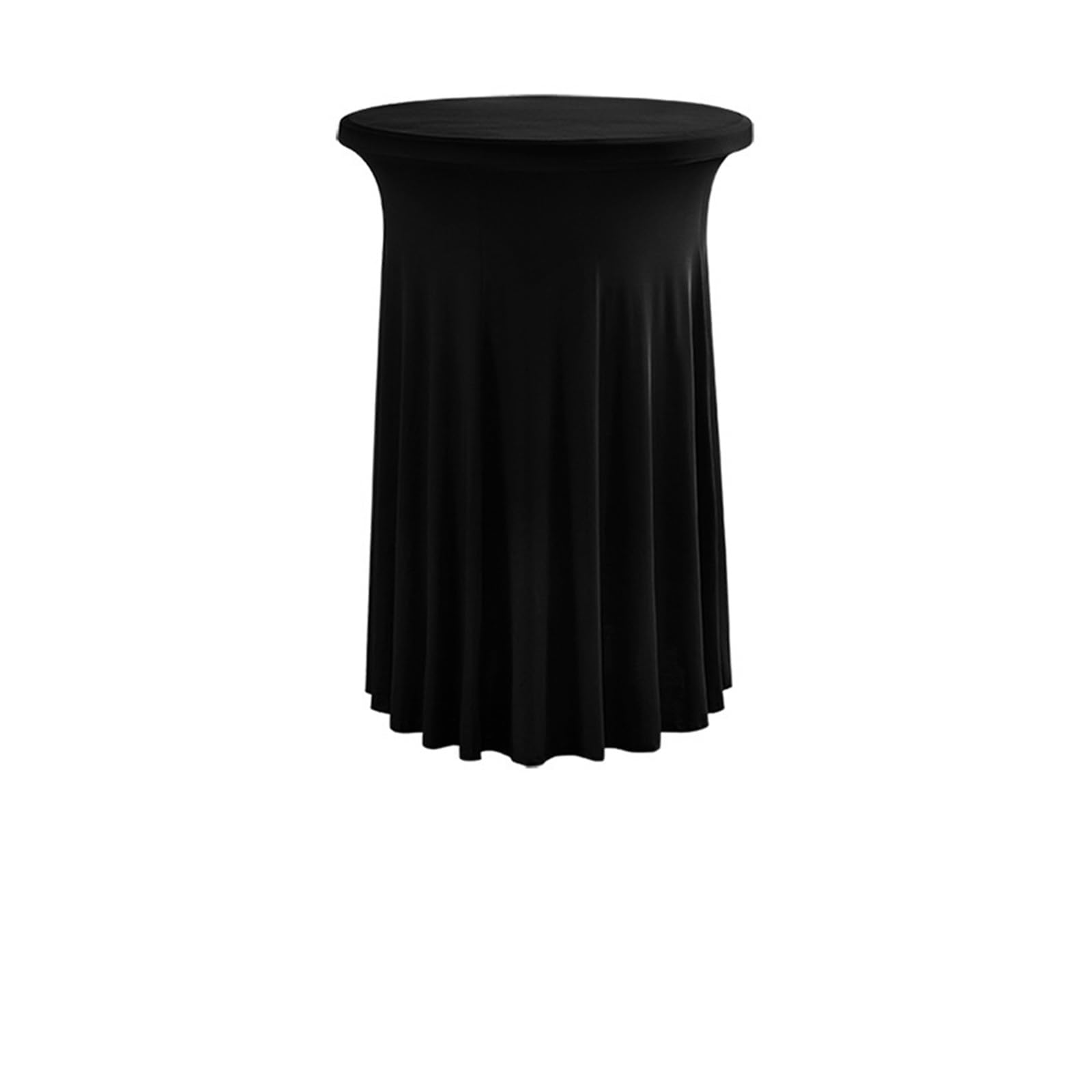 XUCZHAI Round Spandex Cocktail Tablecloths with Skirt Wrinkle Table Cover for Wedding Party Banquet For Banquets, Wedding, Parties(Black,80x110cm)