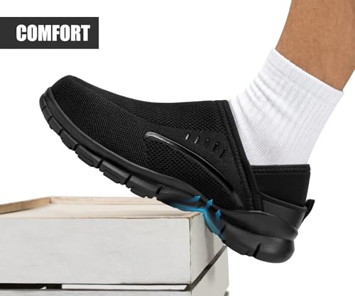 Image of LARNMERN Slip on Steel Toe Shoes for Men Women Composite Toe Shoes Slip on Sneakers Work Safety Shoes Comfortable Lightweight Construction Running Walking Tennis Shoes