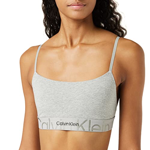 Calvin Klein Unlined Bralette Reggiseno, Grey Heather, L Donna