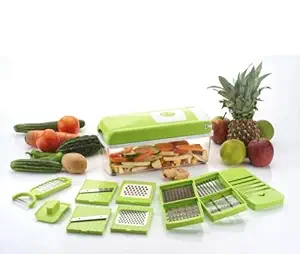 UM INTERNATIONALS 13 in 1 Multipurpose Chopper, Fruits & Vegetable Cutters, Grater Peeler Chipser, Unbreakable Food Grade Body, Easy Push to Clean Button Slicer Dicer, Chopper for Kitchen