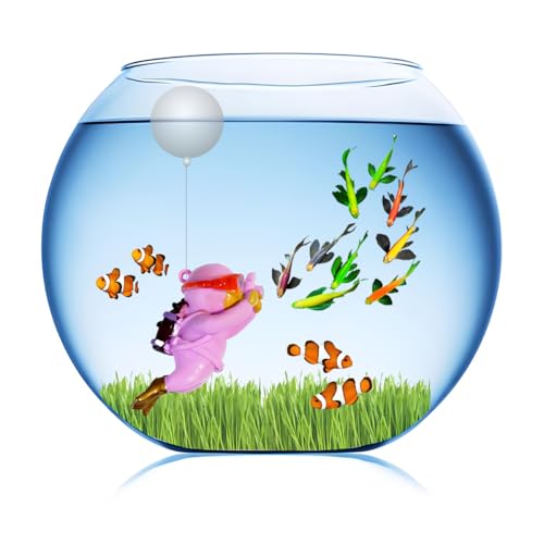 Image of Floating Aquarium Decorations - Diver Fish Tank Floating Decor, Adjustable Floating Fish Tank Accessories for Betta Fish, Cute Aquarium Ornament (Diver Purple)
