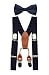 JAIFEI Toddler Kids 4 Clips Adjustable Suspenders and Matching Bow Tie Set (Navy)