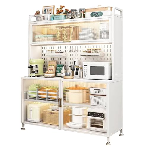 JCSRYD Bakers rack Coffee bar 5-Tier Free Standing Kitchen Storage Shelf Rack, Kitchen Bakers Rack, Storage for Microwave Oven Spices, Pots, and Pans (Color : B, Size : 100x42x154cm/39.4x16.5x60in)