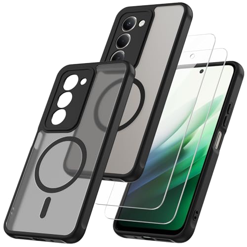 WQRTYJK 3-in-1 Kompatibel mit Xiaomi Redmi 15 4G/5G Hülle mit 2 Stück Schutzfolie Transluzente Matt Rückseite Dünn Stoßfest Handyhülle - Schwarz