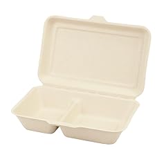 ECO&BASIC ランチボックス 使い捨て 仕切り 1000ml 50枚入 使い捨て弁当箱 レンジ対応 テイクアウト バガス 丈夫で染みにくい 環境にやさしい 植物由来 業務用 C-ECO-HM-021