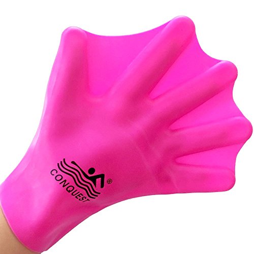 Onemoredealdirect Omdd Silicone Webbed Swimming Gloves Aqua Fit Swim Training Gloves Web Gloves For Swimming,Closed Full Finger Webbed Water Gloves For Unisex Adult,2Pcs (Pink) #TOP26