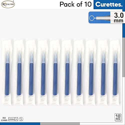 Sterile Disposable Dermal Curettes, Easy Peel Packing - Box Of 10 (3.00 Mm) #TOP2